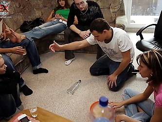 Hot college party with alcohol, smudgy games...