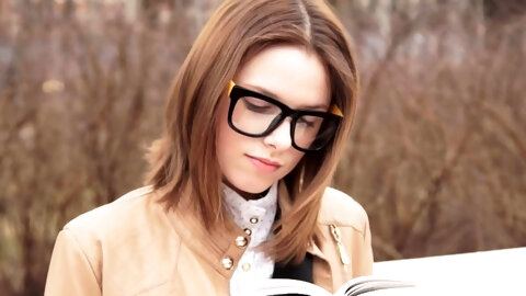 Young chick in glasses satisfies her secret...